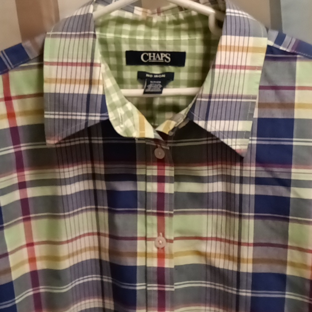 FINAL PRICE NWOT CHAPS blue multi-colored blouse Size Small